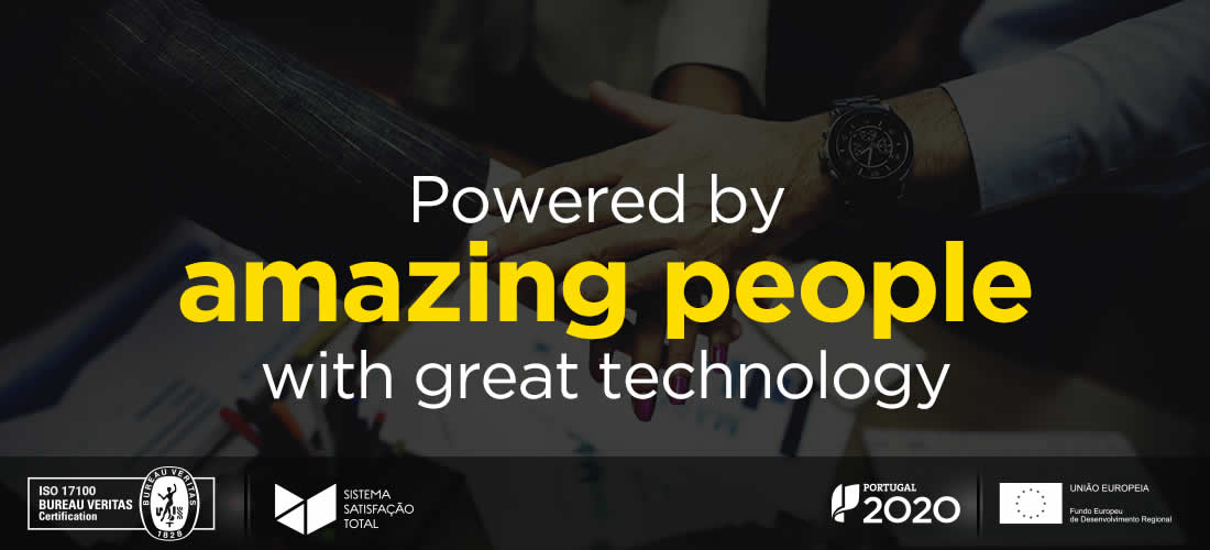 slogan powered by amazing people with great technology